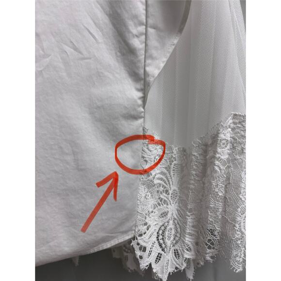 ALLSAINTS Iris Lace Cotton Blend Button Up White Shirt Dress Size M - Picture 8 of 12